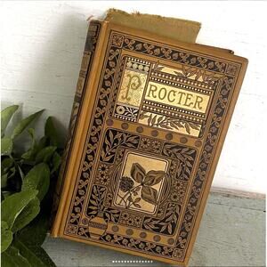 Antique Shabby 1858 Procter’s Poems Embossed Illustrated Book Gold Edge